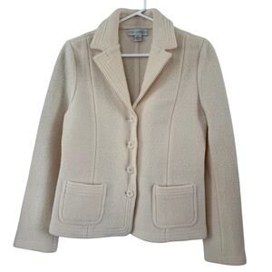 Petite Sophisticate 100% Wool Blazer Size Small In Cream